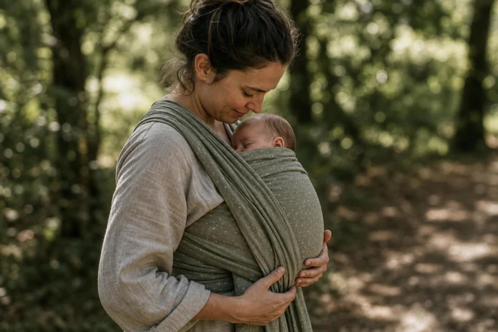 Porter son bébé au plus près de soi en toute sécurité grâce à une écharpe de portage confortable